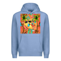 Colony Blue summer slipper and cocktail seamless pattern Premium Hoodie - BundleAndBundleShop