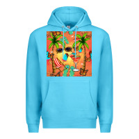 Ocean Blue summer slipper and cocktail seamless pattern Premium Hoodie - BundleAndBundleShop