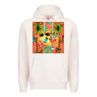 Pale Pink summer slipper and cocktail seamless pattern Premium Hoodie - BundleAndBundleShop