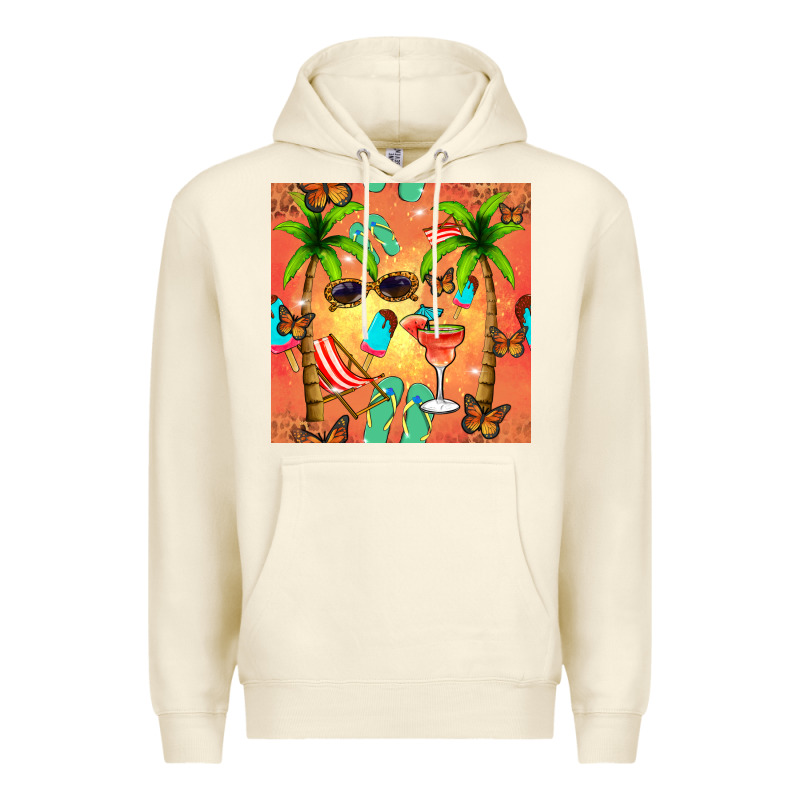 Summer Slipper And Cocktail Seamless Pattern Premium Hoodie by BundleAndBundleShop | Teevron
