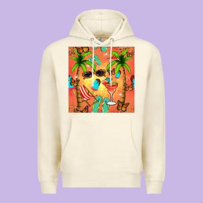 Summer Slipper And Cocktail Seamless Pattern Premium Hoodie Designed By Bundleandbundleshop