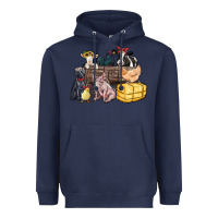 Navy farm animals wagon Heavyweight Hoodie - Zillion Design Studio