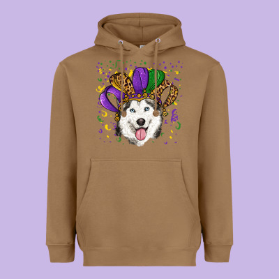 Heavyweight Hoodie Mardi gras hat husky