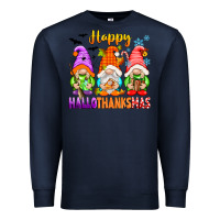 Navy happy hallothanksmas gnomes Premium Sweatshirt - texasbilliewilder