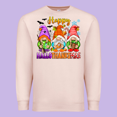 Happy Hallothanksmas Gnomes Premium Sweatshirt Designed By Texasbilliewilder