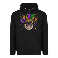 Black Mardi gras hat pug Heavyweight Hoodie - RanaPortraitStore