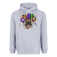 Heather Grey Mardi gras hat pug Heavyweight Hoodie - RanaPortraitStore