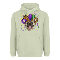 Matcha Mardi gras hat pug Heavyweight Hoodie - RanaPortraitStore