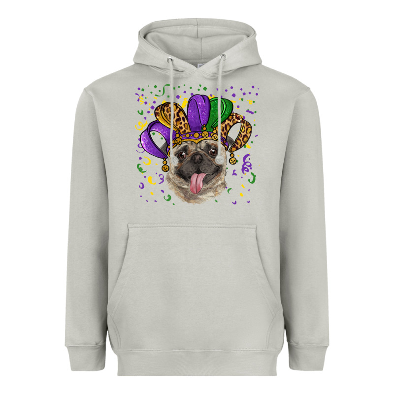 Mardi Gras Hat Pug Heavyweight Hoodie by RanaPortraitStore | Teevron