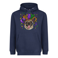 Navy Mardi gras hat pug Heavyweight Hoodie - RanaPortraitStore