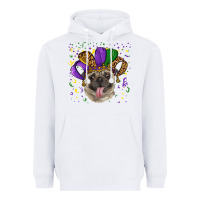 White Mardi gras hat pug Heavyweight Hoodie - RanaPortraitStore