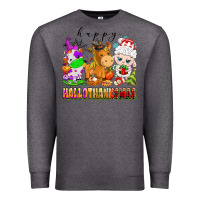 Charcoal Heather happy hallothanksmas farm animals Premium Sweatshirt - texasbilliewilder