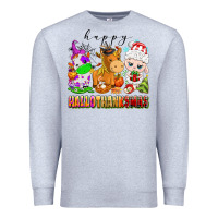 Heather Grey happy hallothanksmas farm animals Premium Sweatshirt - texasbilliewilder