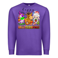 Purple happy hallothanksmas farm animals Premium Sweatshirt - texasbilliewilder