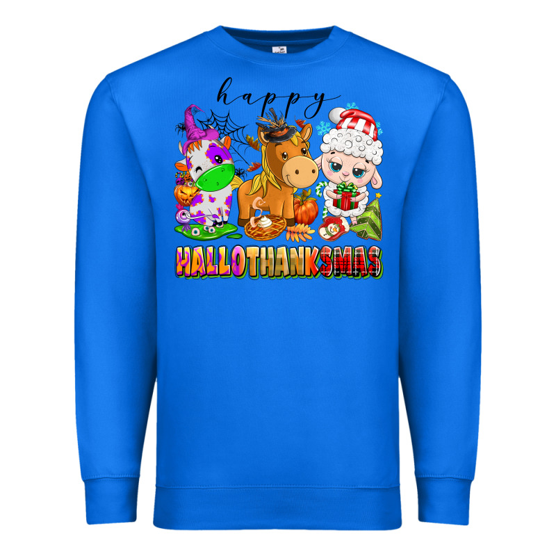 Happy Hallothanksmas Farm Animals Premium Sweatshirt by texasbilliewilder | Teevron