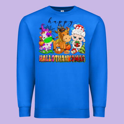Happy Hallothanksmas Farm Animals Premium Sweatshirt Designed By Texasbilliewilder