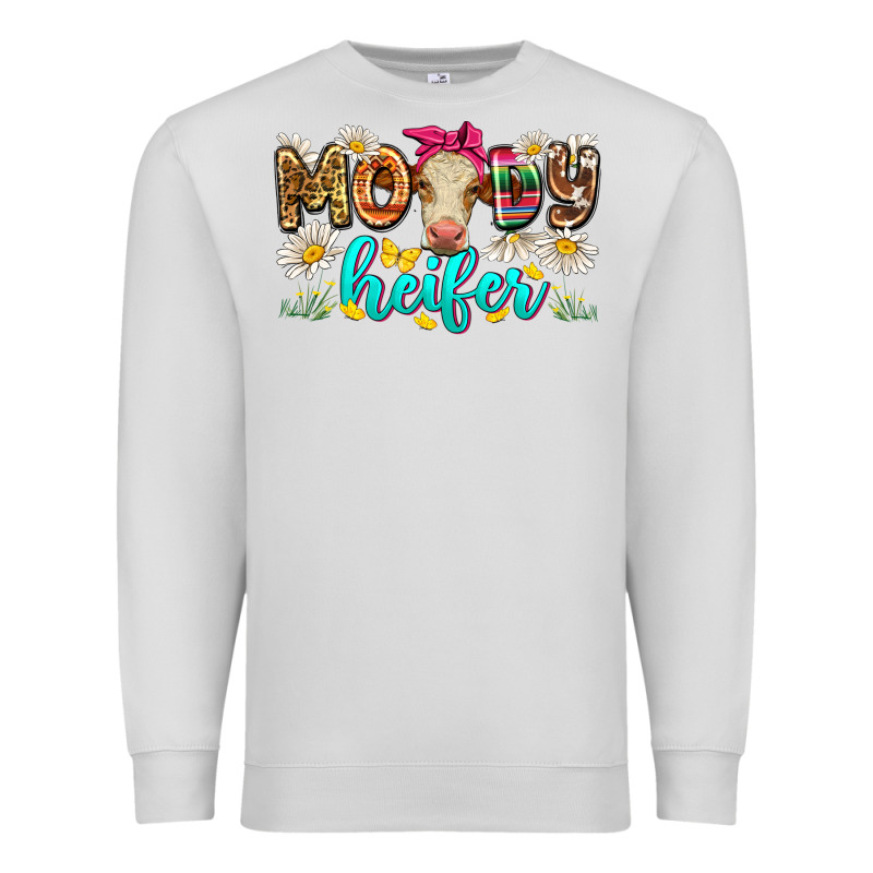 Moody Heifer Premium Sweatshirt by Zillion Design Studio | Teevron
