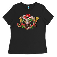 Black christmas joy baby cow Ladies Tee - BarkalooDesign