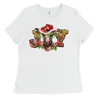 White christmas joy baby cow Ladies Tee - BarkalooDesign