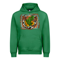 Emerald cactus sunflower cowhide horseshoe  background Urban Hoodie - Artiststas