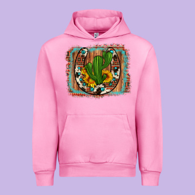 Cactus Sunflower Cowhide Horseshoe  Background Urban Hoodie Designed By Artiststas