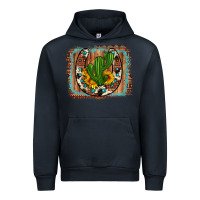Navy cactus sunflower cowhide horseshoe  background Urban Hoodie - Artiststas
