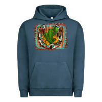 Pigment Midnight Navy cactus sunflower cowhide horseshoe  background Urban Hoodie - Artiststas