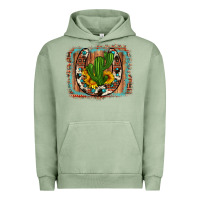 Pigment Oil Green cactus sunflower cowhide horseshoe  background Urban Hoodie - Artiststas