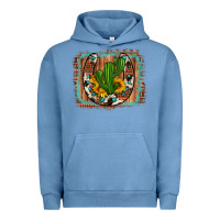 Pigment Pebble Blue cactus sunflower cowhide horseshoe  background Urban Hoodie - Artiststas