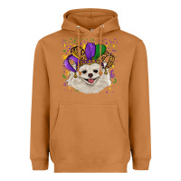 Meerkat Mardi Gras White Pomeranian with Hat Heavyweight Hoodie - RanaPortraitStore