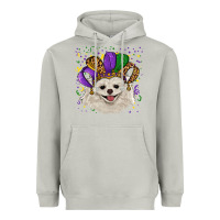 Moon Dust Mardi Gras White Pomeranian with Hat Heavyweight Hoodie - RanaPortraitStore