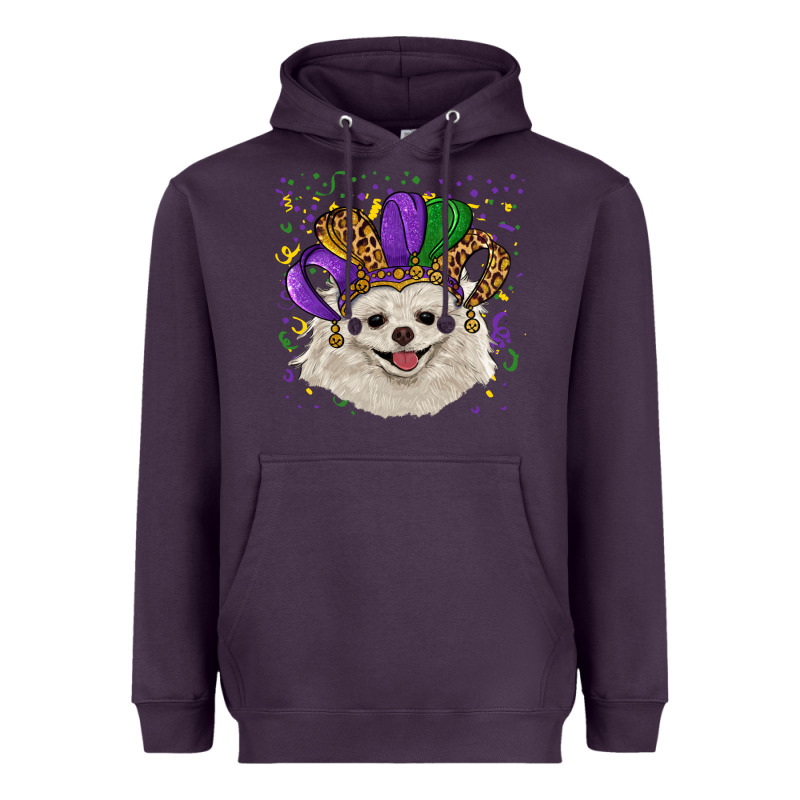 Mardi Gras White Pomeranian With Hat Heavyweight Hoodie by RanaPortraitStore | Teevron