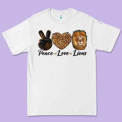 Peace Love Lion Head Premium Tee Designed By Lillyallendesigns