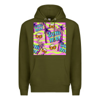 Army Green hello summer and beer seamless pattern Premium Hoodie - BundleAndBundleShop
