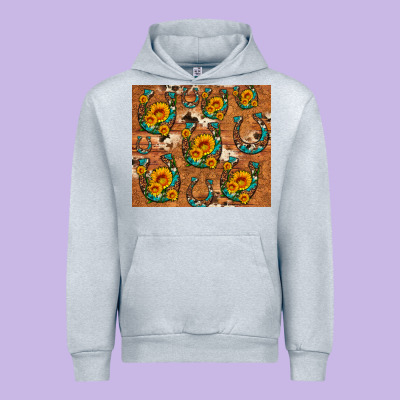 Sunflower Turquoise Leopard Cowhide Horseshoe Urban Hoodie Designed By Artiststas
