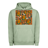 Pigment Oil Green sunflower turquoise leopard cowhide horseshoe Urban Hoodie - Artiststas