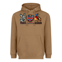 Toasted Coconut peace love rodeo Heavyweight Hoodie - Zillion Design Studio
