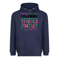 Navy sorry im cranky im going through my terrible forti Heavyweight Hoodie - texasbilliewilder