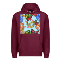 Burgundy summer and leaf seamless pattern Premium Hoodie - BundleAndBundleShop