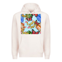 Pale Pink summer and leaf seamless pattern Premium Hoodie - BundleAndBundleShop
