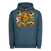 Pigment Midnight Navy sunflower gemstone leopard cowhide horseshoe Urban Hoodie - Artiststas