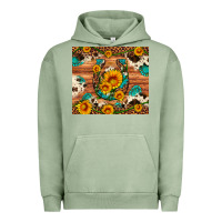 Pigment Oil Green sunflower gemstone leopard cowhide horseshoe Urban Hoodie - Artiststas