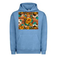 Pigment Pebble Blue sunflower gemstone leopard cowhide horseshoe Urban Hoodie - Artiststas