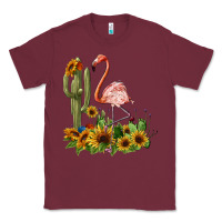 Burgundy flamingo with cactus and sunflowers Classic Tee - BarkalooDesign