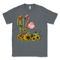 Charcoal Heather flamingo with cactus and sunflowers Classic Tee - BarkalooDesign
