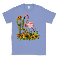 Colony Blue flamingo with cactus and sunflowers Classic Tee - BarkalooDesign