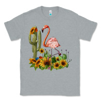 Heather Grey flamingo with cactus and sunflowers Classic Tee - BarkalooDesign