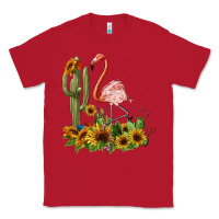 Red flamingo with cactus and sunflowers Classic Tee - BarkalooDesign