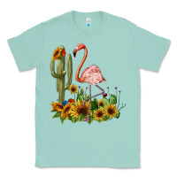 Seafoam flamingo with cactus and sunflowers Classic Tee - BarkalooDesign