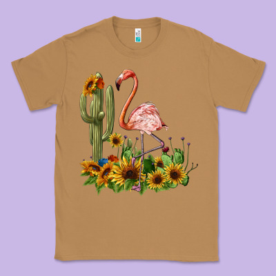 Flamingo With Cactus And Sunflowers Classic Tee Designed By Barkaloodesign